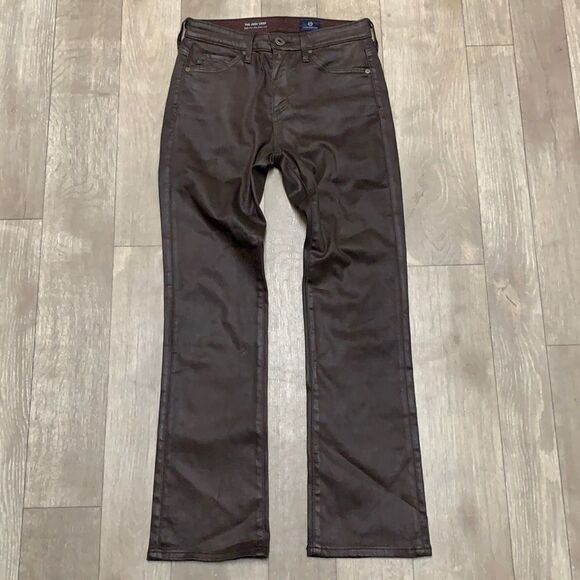 AG Adriano Goldschmied Jodi Crop High Rise Slim Flare Coated Pants - Picture 1 of 11